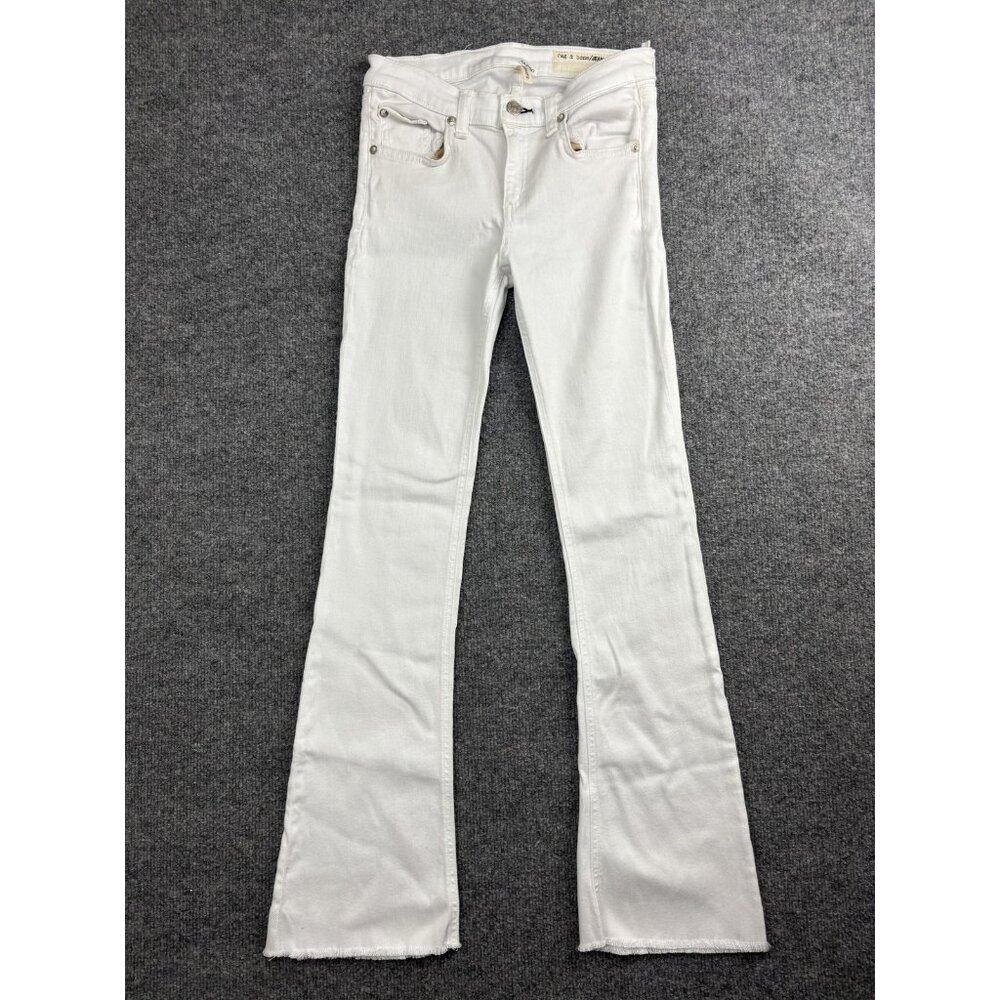 rag & bone JEAN Jeans Womens 26 White Eleven Bell Flare Raw Hem Stretch Denim
